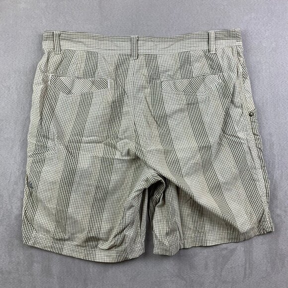 Lululemon Mens Shorts 36 Beige White Plaid Chino Nylon Spandex Stretch 9" Inseam - Picture 6 of 7